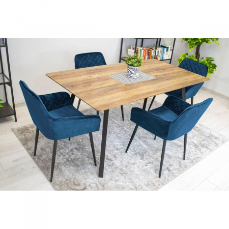 Scaun stil fotoliu bucatarie/living, Artool, Nola, catifea, metal, bleumarin si negru, 58x57x79 cm [7]
