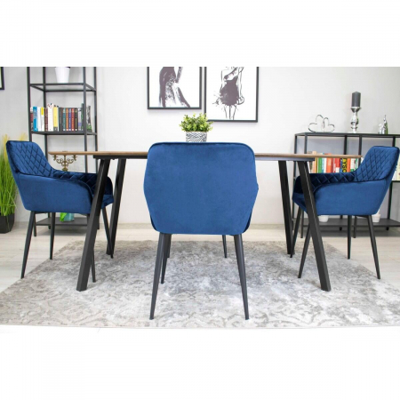 Scaun stil fotoliu bucatarie/living, Artool, Nola, catifea, metal, bleumarin si negru, 58x57x79 cm [8]
