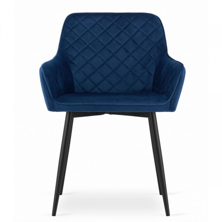 Scaun stil fotoliu bucatarie/living, Artool, Nola, catifea, metal, bleumarin si negru, 58x57x79 cm [13]