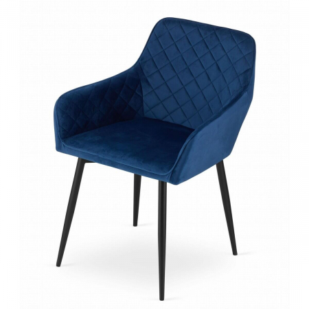 Scaun stil fotoliu bucatarie/living, Artool, Nola, catifea, metal, bleumarin si negru, 58x57x79 cm [9]