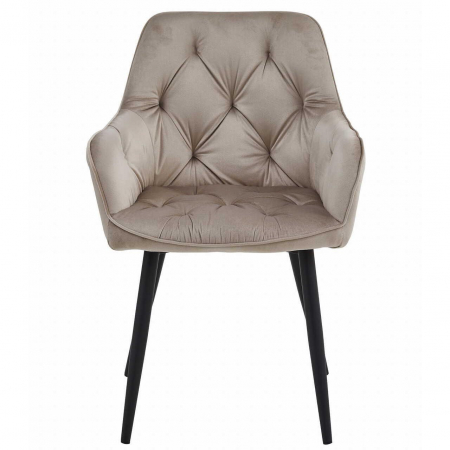 Scaun stil fotoliu bucatarie/living, Artool, York, catifea bej inchis, picioare metal negru, 56x62x83.5 cm [3]