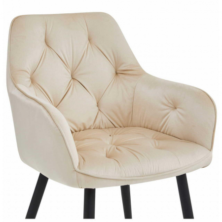 Scaun stil fotoliu bucatarie/living, Artool, York, catifea, metal, bej si negru, 56x62x83.5 cm [5]