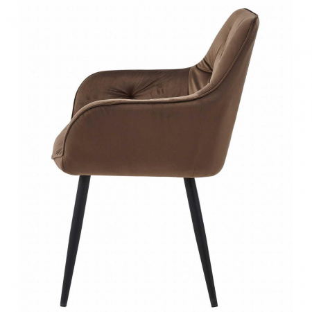 Scaun stil fotoliu bucatarie/living, Artool, York, catifea, metal, maro si negru, 56x62x83.5 cm [2]