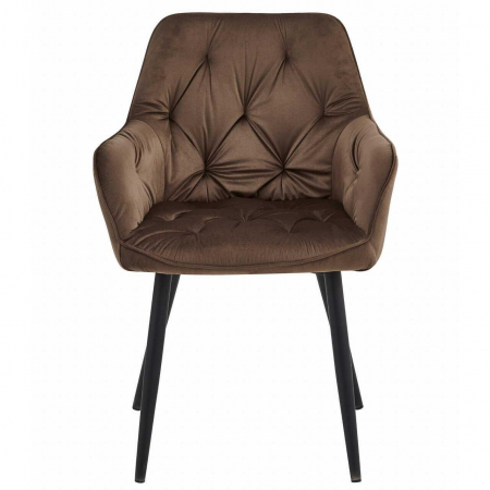 Scaun stil fotoliu bucatarie/living, Artool, York, catifea, metal, maro si negru, 56x62x83.5 cm [3]