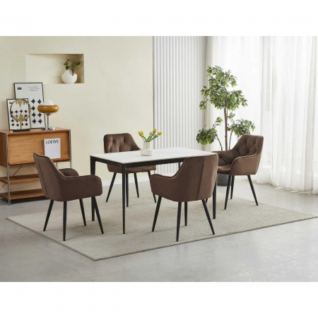 Scaun stil fotoliu bucatarie/living, Artool, York, catifea, metal, maro si negru, 56x62x83.5 cm [5]