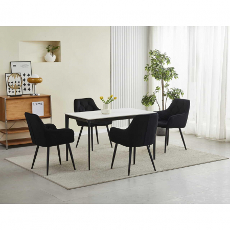 Scaun stil fotoliu bucatarie/living, Artool, York, catifea, metal, negru, 56x62x83.5 cm [7]