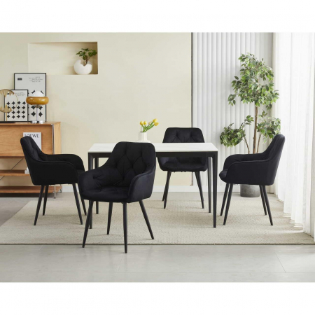 Scaun stil fotoliu bucatarie/living, Artool, York, catifea, metal, negru, 56x62x83.5 cm [3]