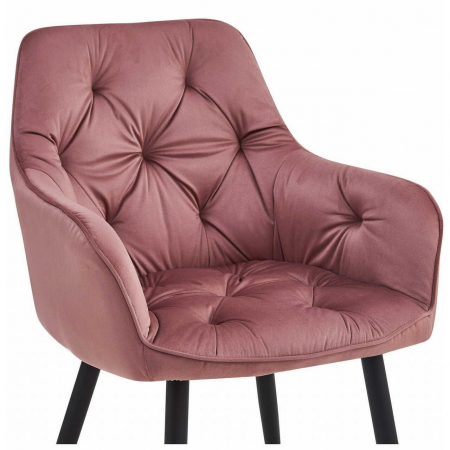 Scaun stil fotoliu bucatarie/living, Artool, York, catifea, metal, roz si negru, 56x62x83.5 cm [6]
