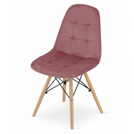 Scaun stil scandinav, Artool, Dumo, catifea, lemn, roz inchis, 45x53x84 cm [4]