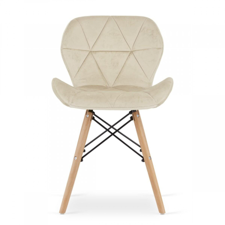 Scaun stil scandinav, Artool, Lago, catifea, lemn, bej, 47x52x74 cm [4]