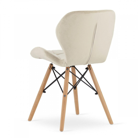 Scaun stil scandinav, Artool, Lago, catifea, lemn, bej, 47x52x74 cm [3]