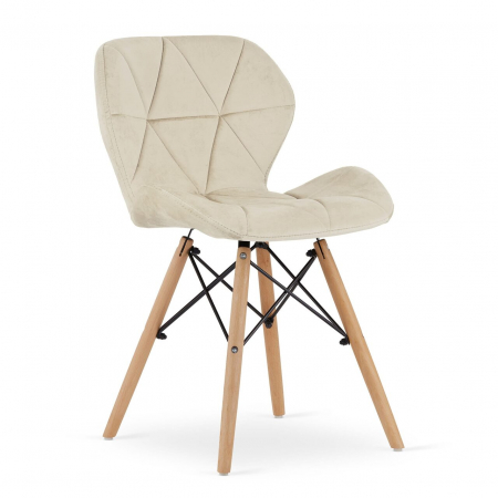 Scaune - Scaun stil scandinav, Artool, Lago, catifea, lemn, bej, 47x52x74 cm