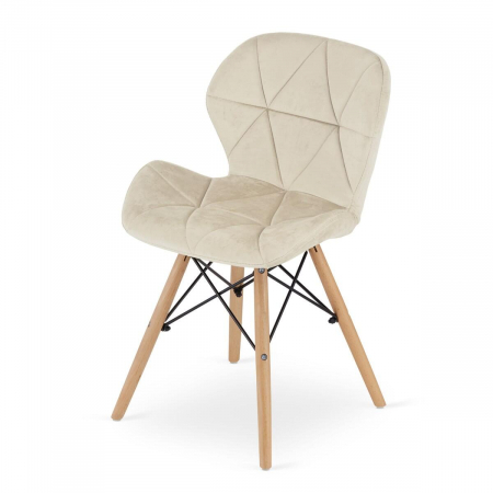 Scaun stil scandinav, Artool, Lago, catifea, lemn, bej, 47x52x74 cm [1]