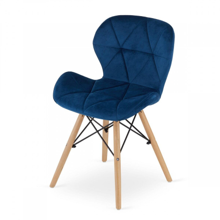 Scaun stil scandinav, Artool, Lago, catifea, lemn, bleumarin, 48x52.5x74 cm [1]
