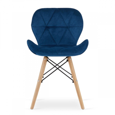 Scaun stil scandinav, Artool, Lago, catifea, lemn, bleumarin, 48x52.5x74 cm [5]