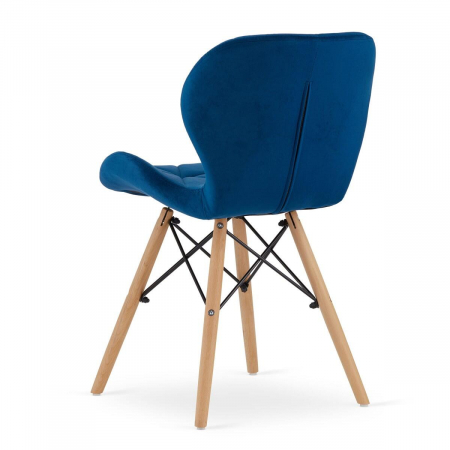 Scaun stil scandinav, Artool, Lago, catifea, lemn, bleumarin, 48x52.5x74 cm [3]