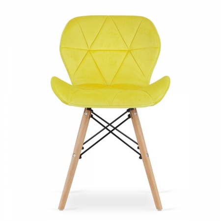 Scaun stil scandinav, Artool, Lago, catifea, lemn, galben, 48x52.5x74 cm [5]