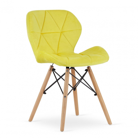 Scaune - Scaun stil scandinav, Artool, Lago, catifea, lemn, galben, 48x52.5x74 cm