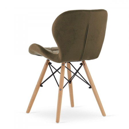 Scaun stil scandinav, Artool, Lago, catifea, lemn, maro, 47x52.5x74 cm [4]