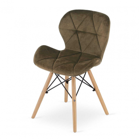 Scaun stil scandinav, Artool, Lago, catifea, lemn, maro, 47x52.5x74 cm [2]