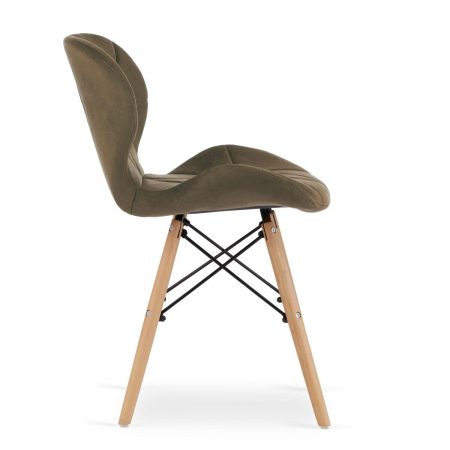 Scaun stil scandinav, Artool, Lago, catifea, lemn, maro, 47x52.5x74 cm [5]