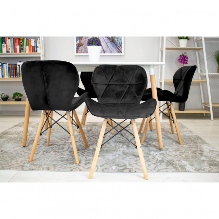 Scaun stil scandinav, Artool, Lago, catifea, lemn, negru, 48x43x74 cm [3]