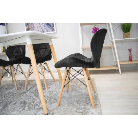Scaun stil scandinav, Artool, Lago, catifea, lemn, negru, 48x43x74 cm [4]
