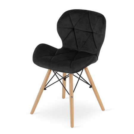 Scaun stil scandinav, Artool, Lago, catifea, lemn, negru, 48x43x74 cm [6]