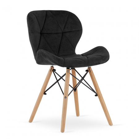 Scaune - Scaun stil scandinav, Artool, Lago, catifea, lemn, negru, 48x43x74 cm