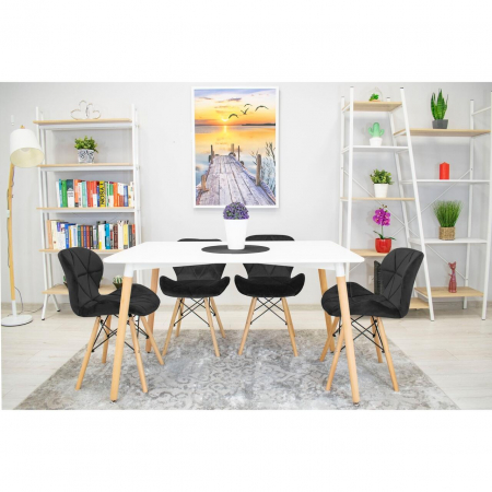Scaun stil scandinav, Artool, Lago, catifea, lemn, negru, 48x43x74 cm [1]