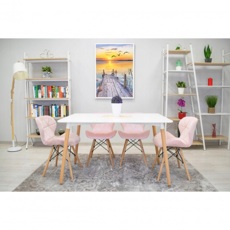 Scaun stil scandinav, Artool, Lago, catifea, lemn, roz, 48x43x74 cm [7]