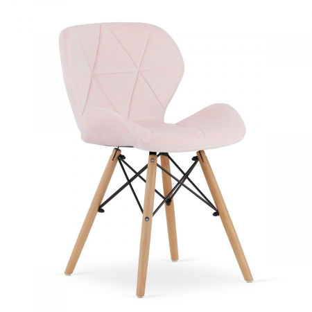 Scaune - Scaun stil scandinav, Artool, Lago, catifea, lemn, roz, 48x43x74 cm