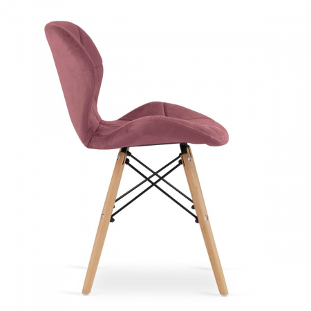 Scaun stil scandinav, Artool, Lago, catifea, lemn, roz inchis, 47x52x74 cm [2]