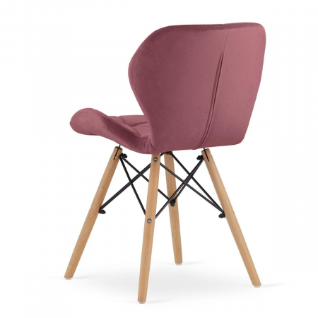 Scaun stil scandinav, Artool, Lago, catifea, lemn, roz inchis, 47x52x74 cm [3]