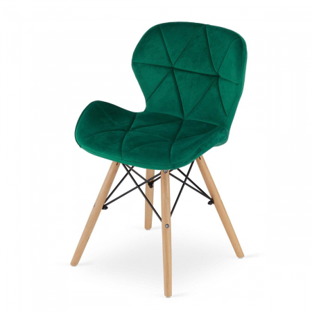 Scaun stil scandinav, Artool, Lago, catifea, lemn, verde, 48x43x74 cm [7]