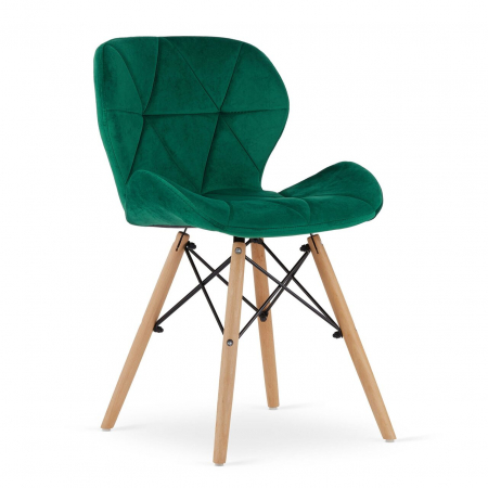 Scaune - Scaun stil scandinav, Artool, Lago, catifea, lemn, verde, 48x43x74 cm