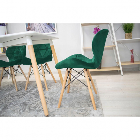 Scaun stil scandinav, Artool, Lago, catifea, lemn, verde, 48x43x74 cm [5]