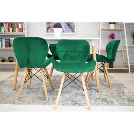 Scaun stil scandinav, Artool, Lago, catifea, lemn, verde, 48x43x74 cm [6]