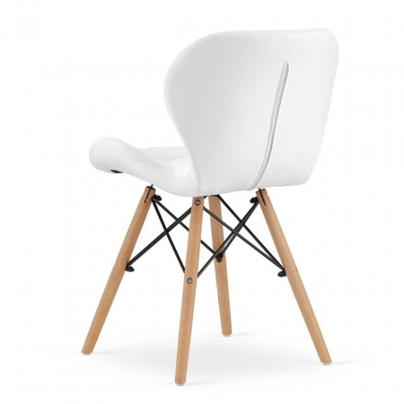 Scaun stil scandinav, Artool, Lago, piele ecologica, lemn, alb, 47x38x73 cm [3]