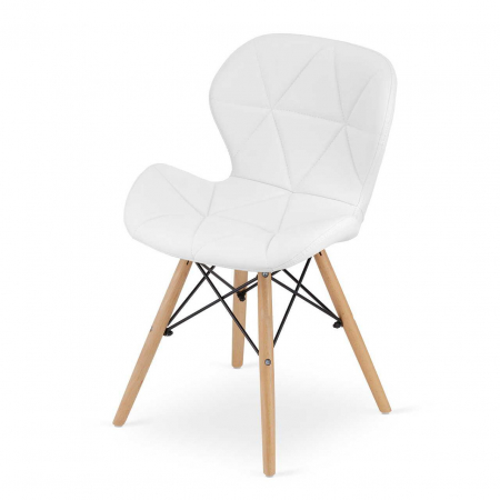 Scaun stil scandinav, Artool, Lago, piele ecologica, lemn, alb, 47x38x73 cm [1]