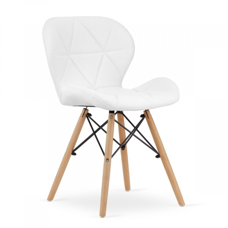 Scaune - Scaun stil scandinav, Artool, Lago, piele ecologica, lemn, alb, 47x38x73 cm