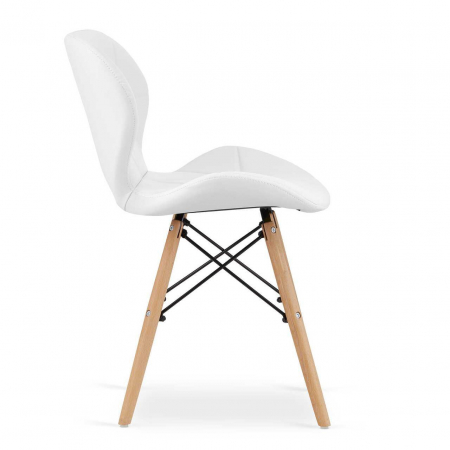 Scaun stil scandinav, Artool, Lago, piele ecologica, lemn, alb, 47x38x73 cm [2]