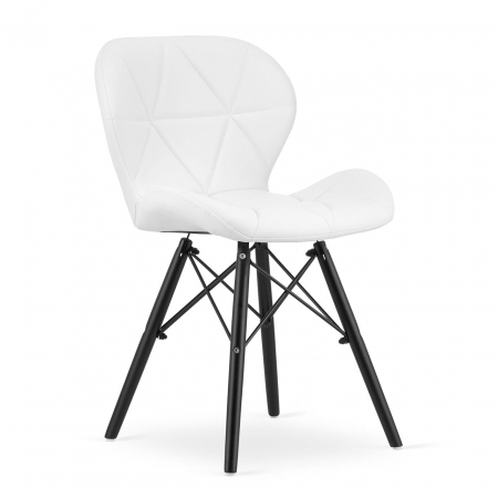 Scaune - Scaun stil scandinav, Artool, Lago, piele ecologica, lemn, alb si negru, 47.5x52x74 cm