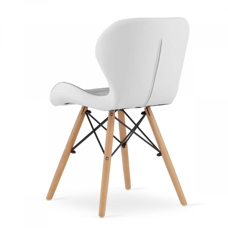 Scaun stil scandinav, Artool, Lago, piele ecologica, lemn, gri si alb, 47x52x73 cm [3]