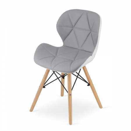 Scaun stil scandinav, Artool, Lago, piele ecologica, lemn, gri si alb, 47x52x73 cm [1]