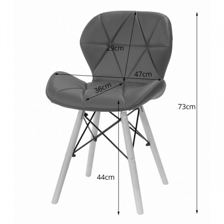 Scaun stil scandinav, Artool, Lago, piele ecologica, lemn, gri si alb, 47x52x73 cm [5]