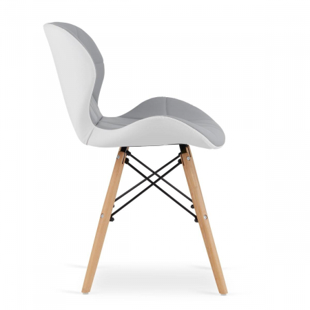 Scaun stil scandinav, Artool, Lago, piele ecologica, lemn, gri si alb, 47x52x73 cm [2]