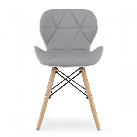 Scaun stil scandinav, Artool, Lago, piele ecologica, lemn, gri si alb, 47x52x73 cm [4]