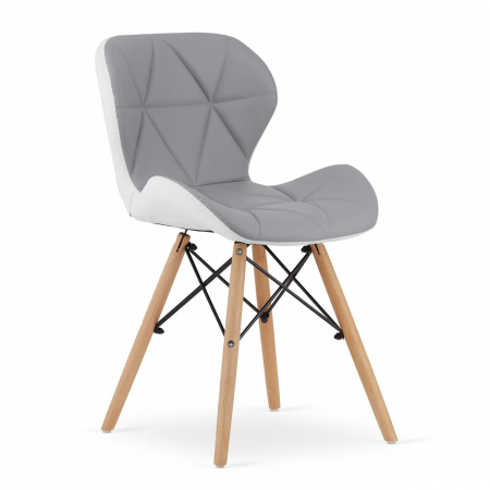 Scaune - Scaun stil scandinav, Artool, Lago, piele ecologica, lemn, gri si alb, 47x52x73 cm