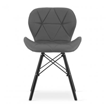 Scaun stil scandinav, Artool, Lago, piele ecologica, lemn, gri si negru, 47.5x52x74 cm [4]